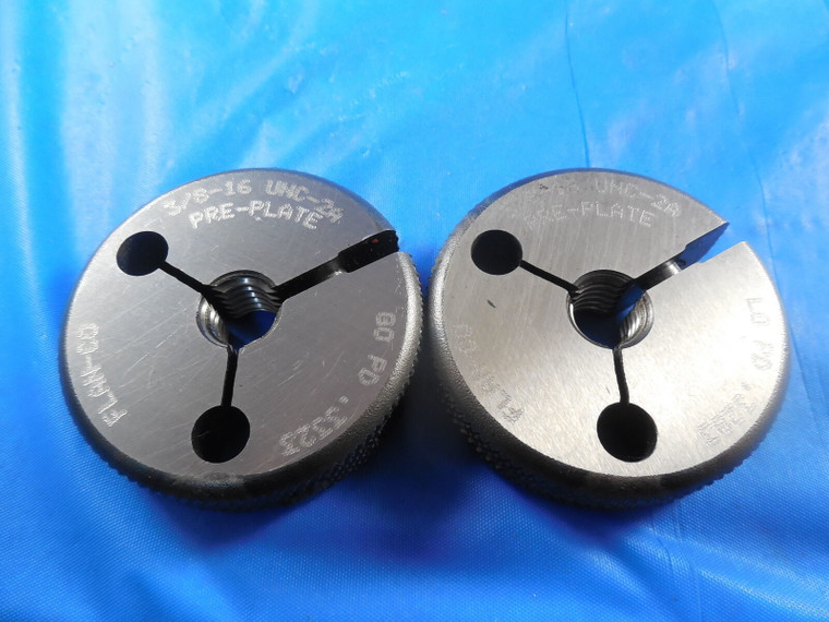 3/8 16 UNC 2A PREPLATE THREAD RING GAGES .375 GO NO GO PD'S = .3323 & .3283 B/P