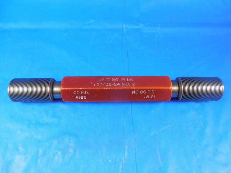 27/32 24 NS 2 SET THREAD PLUG GAGE .84375 GO NO GO P.D.S = .8166 & .8121 SETTING