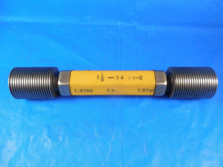 1 1/8 14 NS 2 SET THREAD PLUG GAGE 1.125 GO NO GO P.D.'S = 1.0786 & 1.0730 TOOL