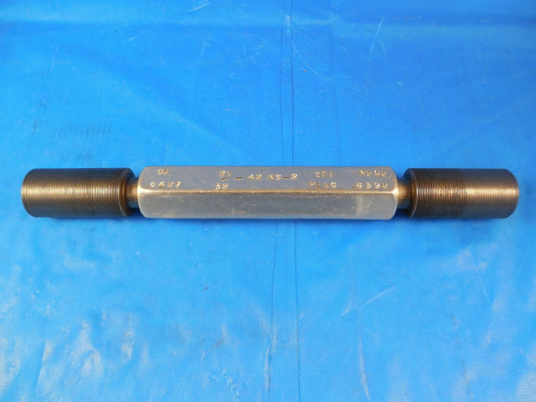 21/32 48 NS 2 SET THREAD PLUG GAGE .65625 GO NO GO P.D.S = .6427 & .6390 SETTING
