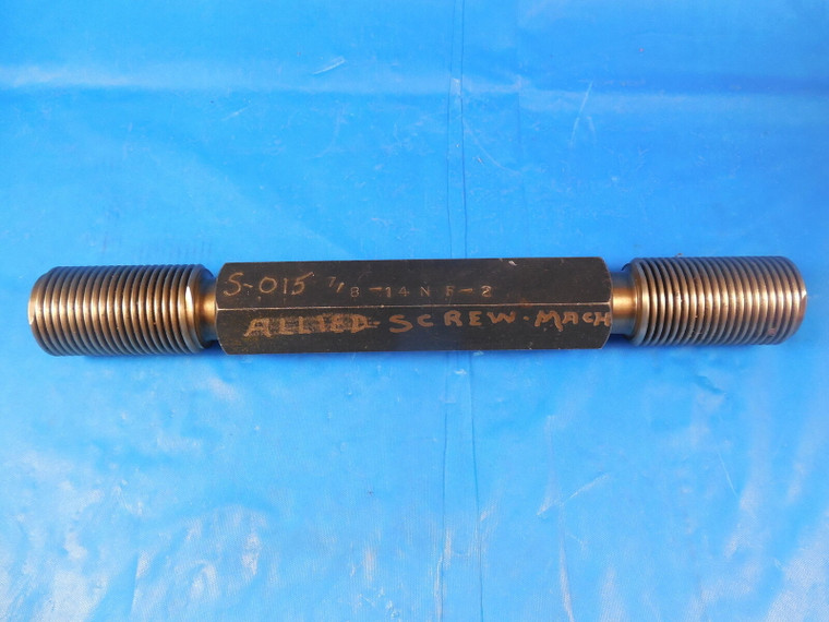 7/8 14 NF 2 SET THREAD PLUG GAGE .875 GO NO GO P.D.'S = .8286 & .8237 SETTING