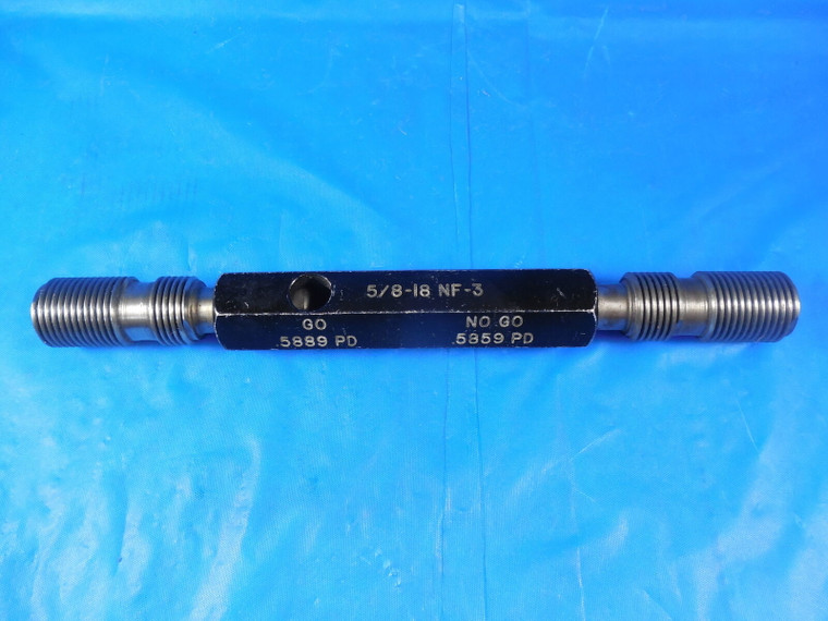 5/8 18 NF 3 HILO SET THREAD PLUG GAGE .625 GO NO GO P.D.'S = .5889 & .5859 TOOL