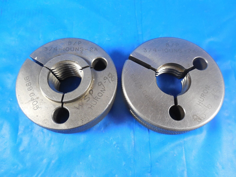 3/4 10 UNS 2A BEFORE PLATE THREAD RING GAGES .75 GO NO GO PDS= .6816 & .6765 B/P