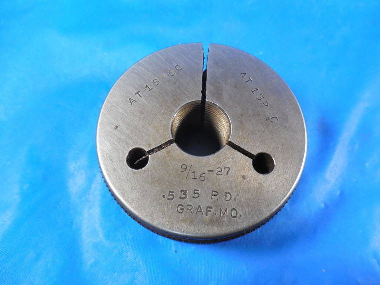 9/16 27 THREAD RING GAGE .5625 GO ONLY P.D. = .5350 QUALITY INSPECTION 9/16-27