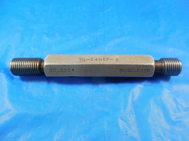 BUDGET 9/16 24 NEF 3 SET THREAD PLUG GAGE .5625 GO NO GO P.D.'S = .5354 & .5326