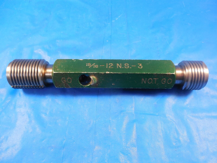15/16 12 NS 3 THREAD PLUG GAGE .9375 GO NO GO P.D.'S= .8834 & .8874 15/16-2 NS-3