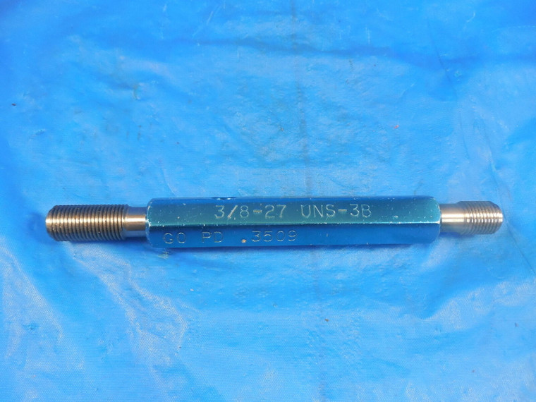 3/8 27 UNS 3B THREAD PLUG GAGE .375 GO NO GO P.D.'S= .3509 & .3544 3/8-27 UNS-2B