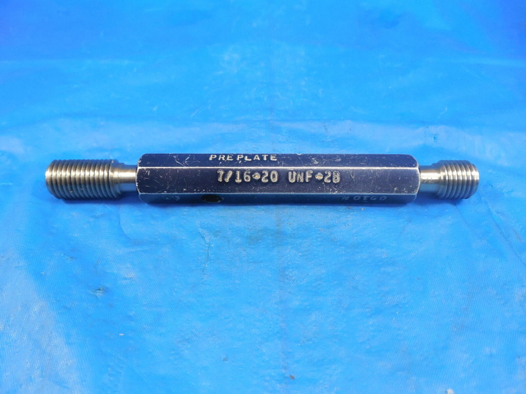 7/16 20 UNF 2B PREPLATE THREAD PLUG GAGE .4375 GO NO GO P.D.'S = .4076 & .4120