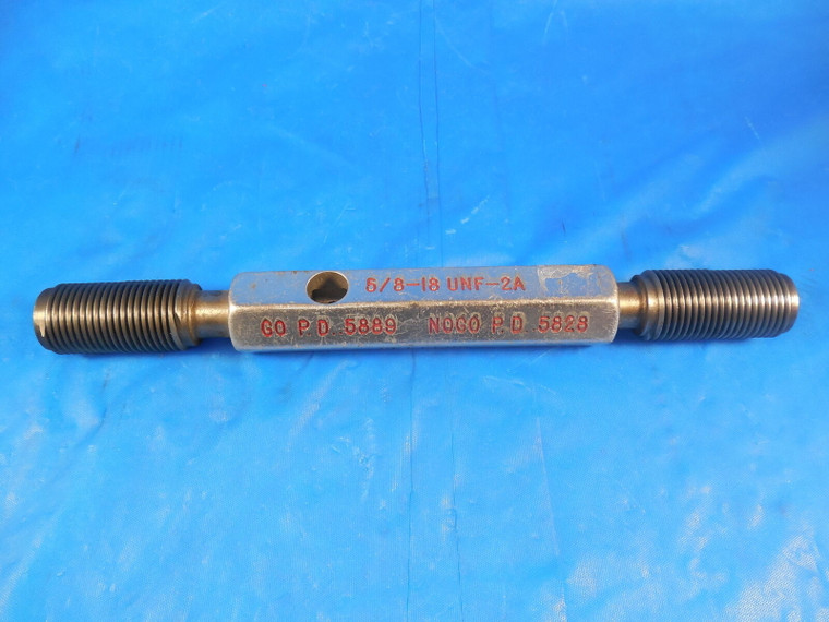 5/8 18 UNF 2A SET THREAD PLUG GAGE .625 GO NO GO P.D'S = .5889 & .5828 SETTING
