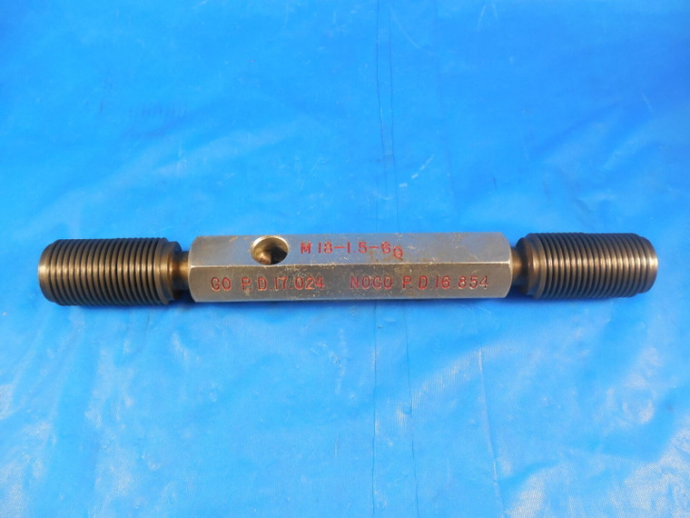 M18 X 1.5 6g SET METRIC THREAD PLUG GAGE 18.0 GO NO GO P.D.'S = 17.024 & 16.854