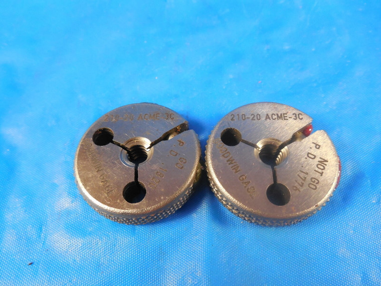 .210 20 ACME 3C THREAD RING GAGES 0.210 GO NO GO P.D.'S = .1820 & .1776 .21-20