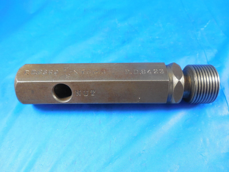 7/8 18 C 3 THREAD PLUG GAGE .875 NO GO ONLY P.D. = .8423 CLASS 3 TOOL 7/8-18