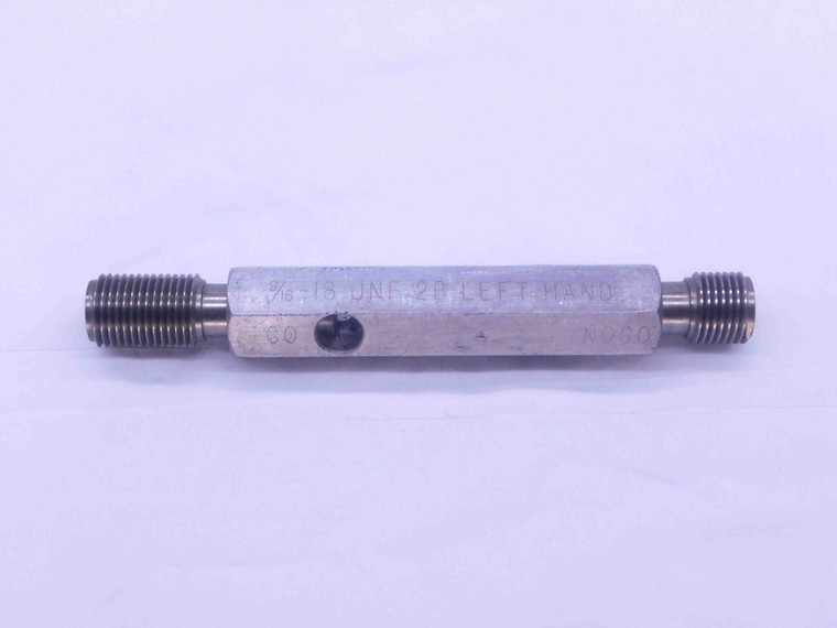 9/16 18 UNF 2B LEFT HAND THREAD PLUG GAGE .5625 GO NO GO P.D.'S = .5264 & .5323 - JF1002SL