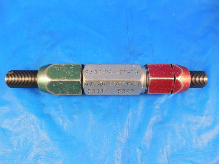 9/16 24 NEF 3B THREAD PLUG GAGE .5625 GO NO GO P.D.'S = .5354 & .5392 UNEF-3B