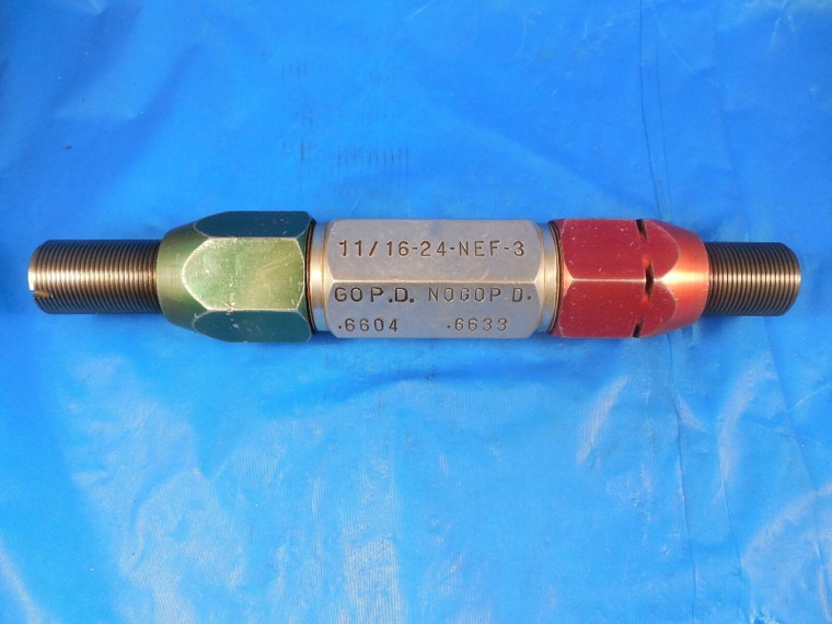 11/16 24 NEF 3 THREAD PLUG GAGE .6875 GO NO GO P.D.'S = .6604 & .6633 NEF-3 TOOL