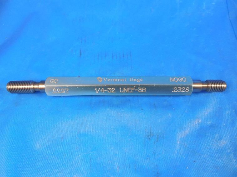1/4 32 UNEF 3B VERMONT THREAD PLUG GAGE .25 GO NO GO PD'S = .2297 & .2328 1/4-32