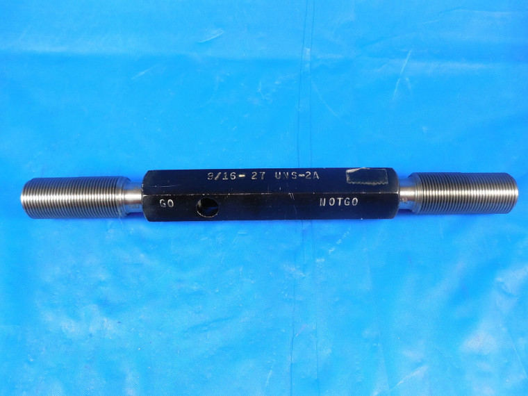 9/16 27 UNS 2A SET THREAD PLUG GAGE .5625 GO NO GO P.D.'S= .5373 & .5336 9/16-27