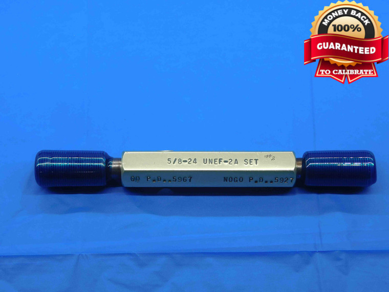 5/8 24 UNEF 2A SET THREAD PLUG GAGE .625 .6250 GO NO GO P.D.'S = .5967 & .5927 - JF1081SL