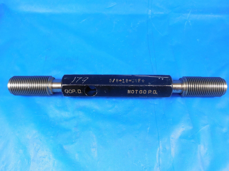 5/8 18 UNF SET THREAD PLUG GAGE .625 GO NO GO P.D.'S = .5877 & .5846 NON STD.