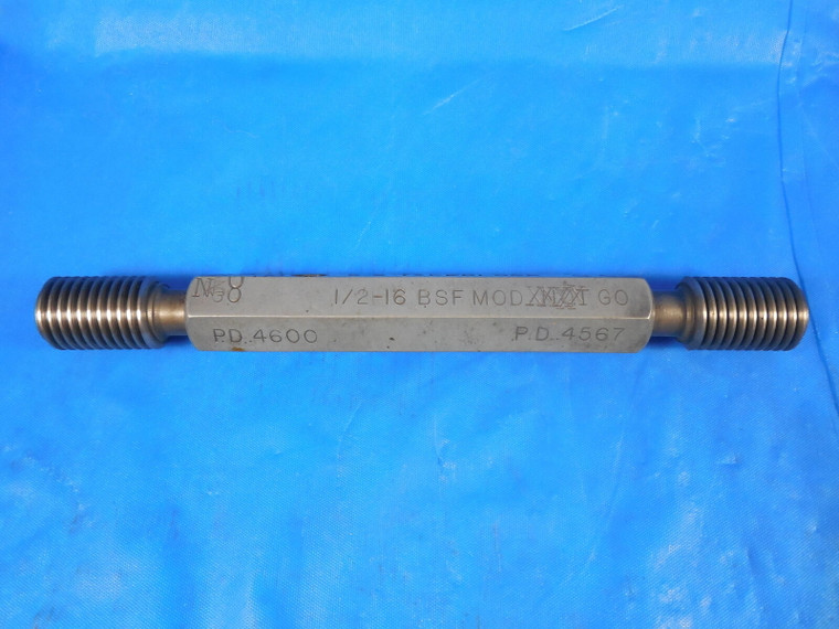 1/2 16 BSF MOD SET THREAD PLUG GAGE .5 GO NO GO P.D.'S = .4600 & .4567 QUALITY