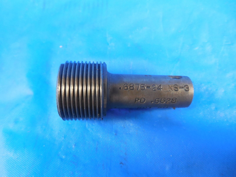11/16 24 NS 3 THREAD PLUG GAGE .6875 NOT GO ONLY P.D. = .6628 QUALITY 11/16-24