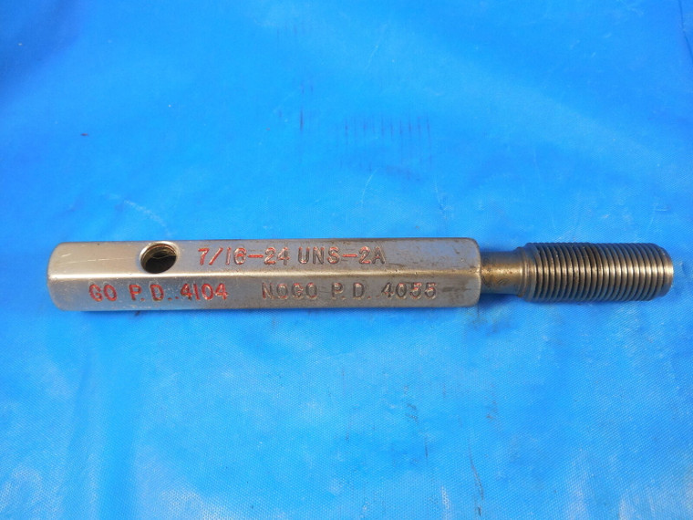 7/16 24 UNS 2A AFTER PLATE SET THREAD PLUG GAGE .4375 NO GO ONLY P.D. = .4055