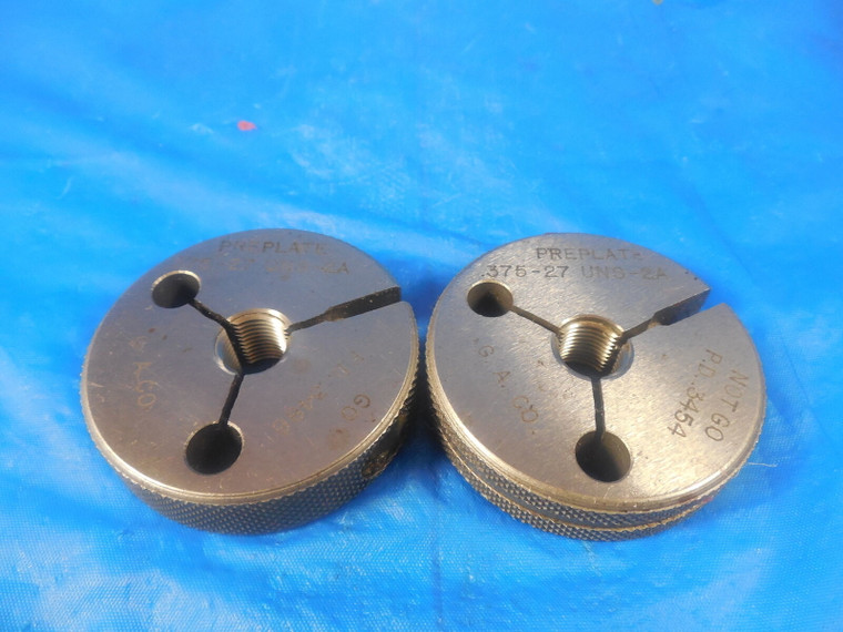 3/8 27 UNS 2A PREPLATE THREAD RING GAGE .375 GO NO GO P.D.'S = .3486 & .3454 B/P