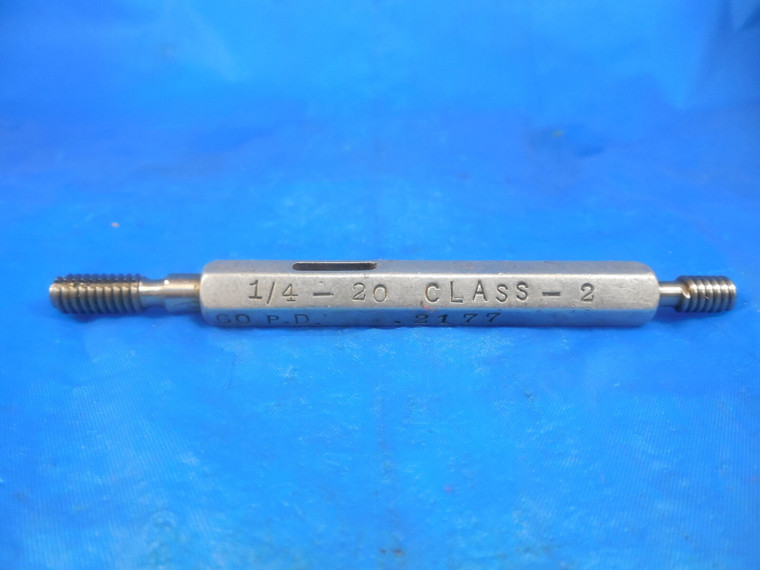 1/4 20 CLASS 2 THREAD PLUG GAGE .25 GO NO GO P.D.'S = .2177 & .2211 TOOLS 1/4-20