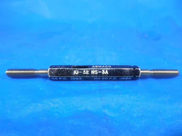 10 32 NS 3A SPECIAL SET THREAD PLUG GAGE .190 GO NO GO PDS = .1683 & .1664 UNS
