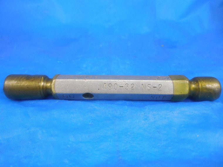 .490 32 NS 2 THREAD PLUG GAGE GO NO GO P.D.'S = .4697 & .4733 QUALITY .490-32
