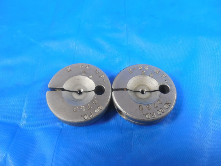 2 64 NF 2A THREAD RING GAGES #2 .086 GO NO GO P.D.'S= .0753 & .0733 QUALITY 2-64