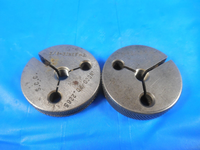 1/4 32 NEF 2 THREAD RING GAGES .25 GO NO GO P.D.'S = .2297 & .2265 QUALITY TOOL