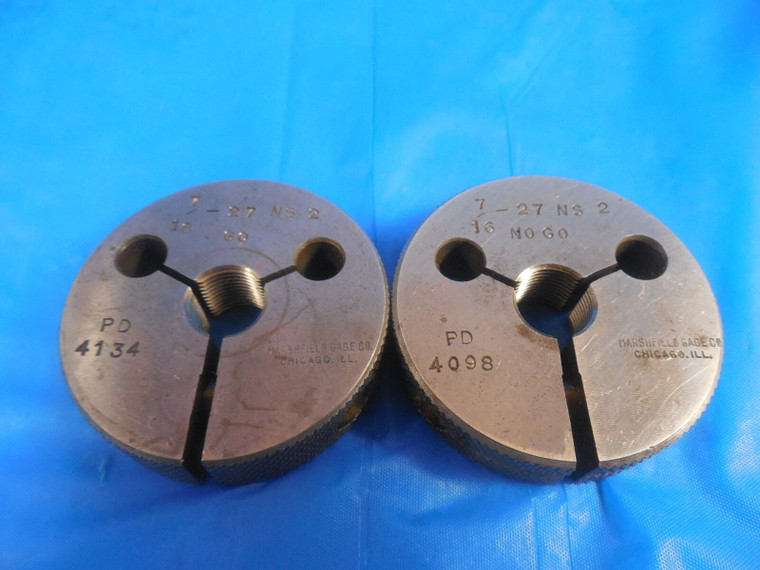 27/32 24 NS 2 THREAD RING GAGES .8437 GO NO GO P.D.'S = .8166 & .8121 QUALITY