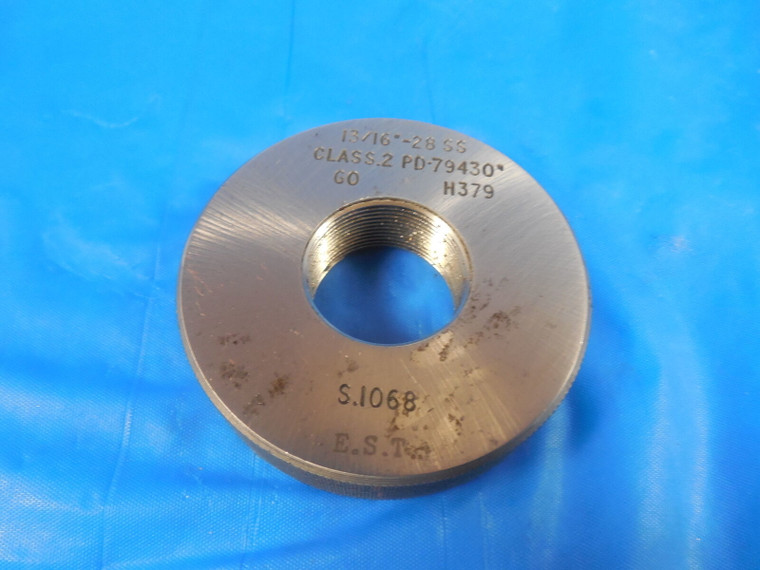 13/16 28 SS 2 SOLID THREAD RING GAGE .8125 GO ONLY P.D. = .7943 QUALITY 13/16-28