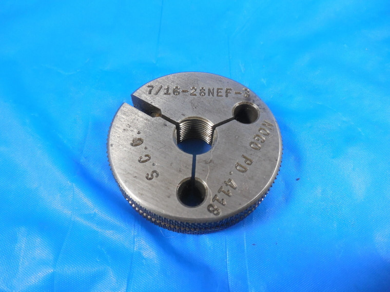 7/16 28 NEF 3 THREAD RING GAGE .4375 NO GO ONLY P.D. = .4118 TOOL 7/16-28 NEF-3
