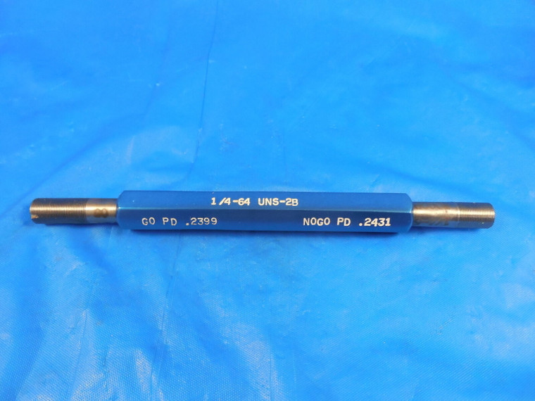 1/4 64 UNS 2B PREPLATE THREAD PLUG GAGE .25 GO NO GO P.D.'S = .2411 & .2437 TOOL