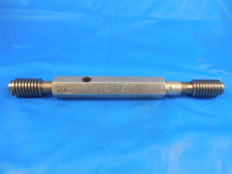 7/16 14 NC 3 THREAD PLUG GAGE .4375 GO NO GO P.D.'S = .3941 (GO) QUALITY TOOL