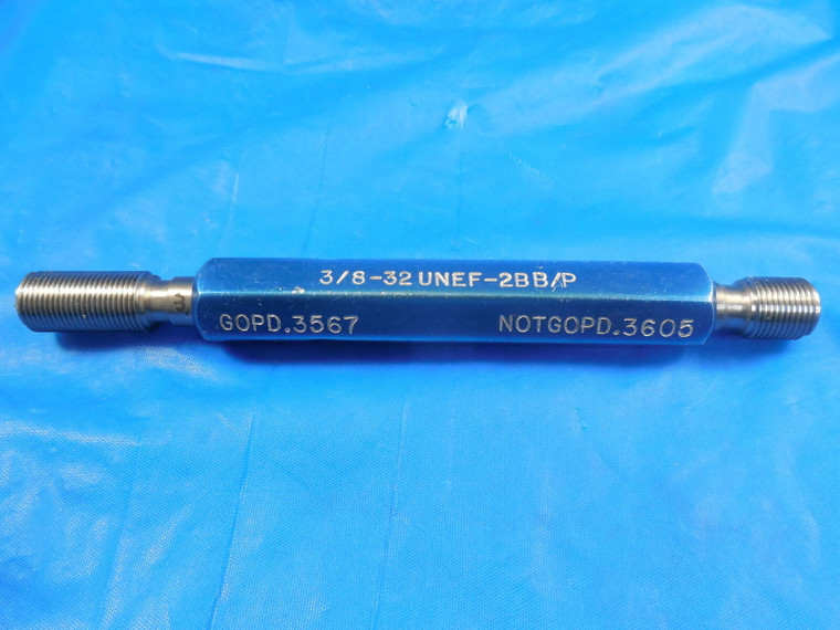 3/8 32 UNEF 2B BEFORE PLATE THREAD PLUG GAGE .375 GO NO GO PDS .3567 & .3605 B/P