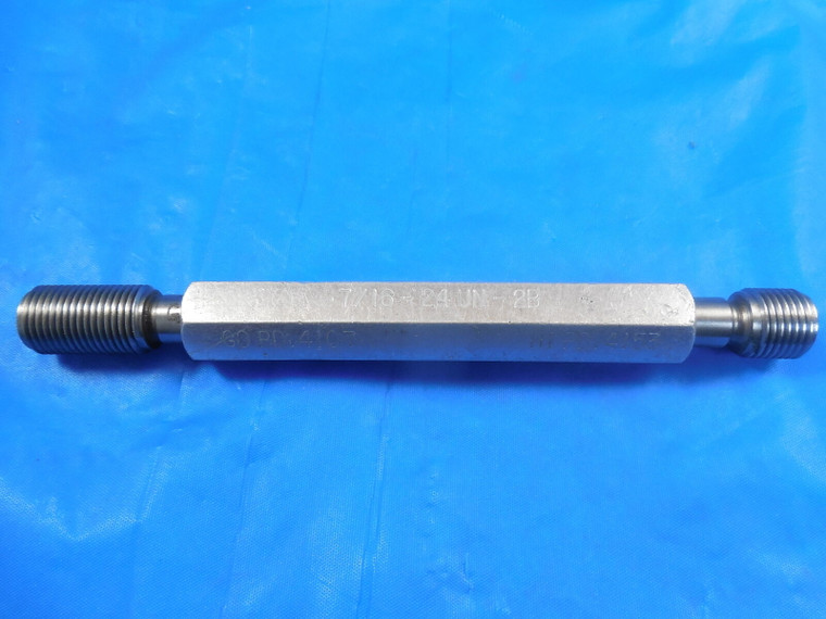 7/16 24 UN 2B THREAD PLUG GAGE .4375 GO NO GO P.D.'S = .4107 & .4153 UN-2B TOOL