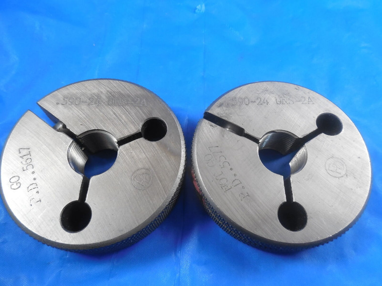 .590 24 UNS 2A THREAD RING GAGES .59 GO NO GO P.D.'S = .5617 & .5577 INSPECTION