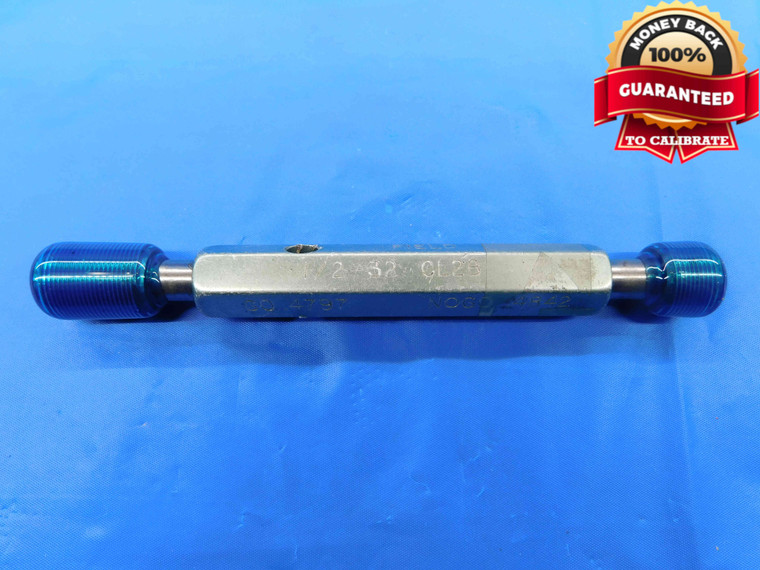 1/2 32 CL 2B THREAD PLUG GAGE .5 .50 .500 .5000 GO NO GO P.D.'S = .4797 & .4842 - DS0475BU