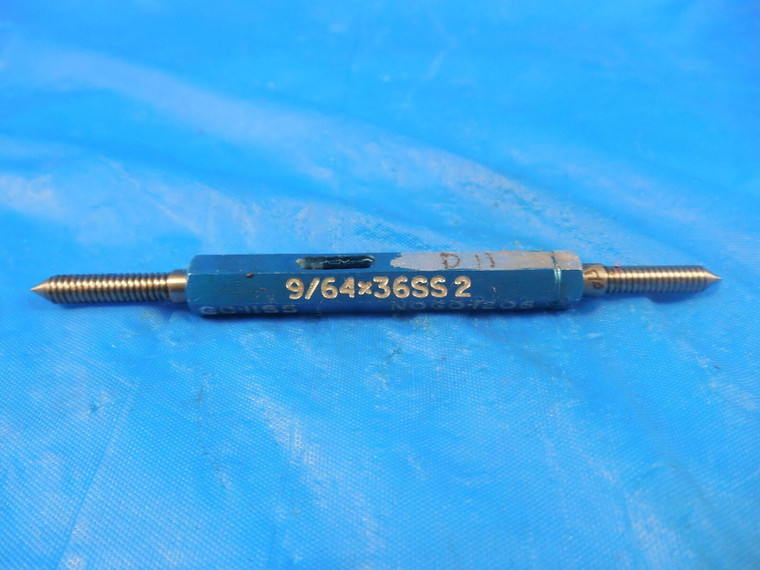 9/64 X 36 SS 2 THREAD PLUG GAGE .1406 GO NO GO P.D.'S = .1185 & .1208 9/64X36