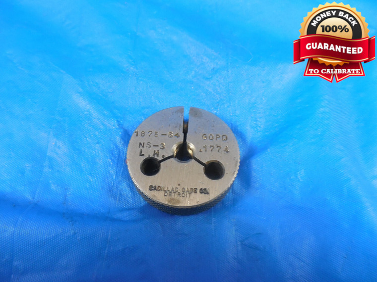 3/16 64 NS 3 LEFT HAND THREAD RING GAGE .1875 GO ONLY P.D. = .1774 L.H. LH TOOL