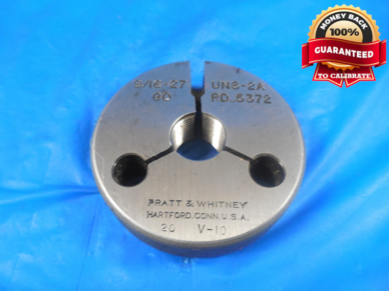 9/16 27 UNS 2A THREAD RING GAGE .5625 GO ONLY PD = .5372 INSPECTION TOOL 9/16-27