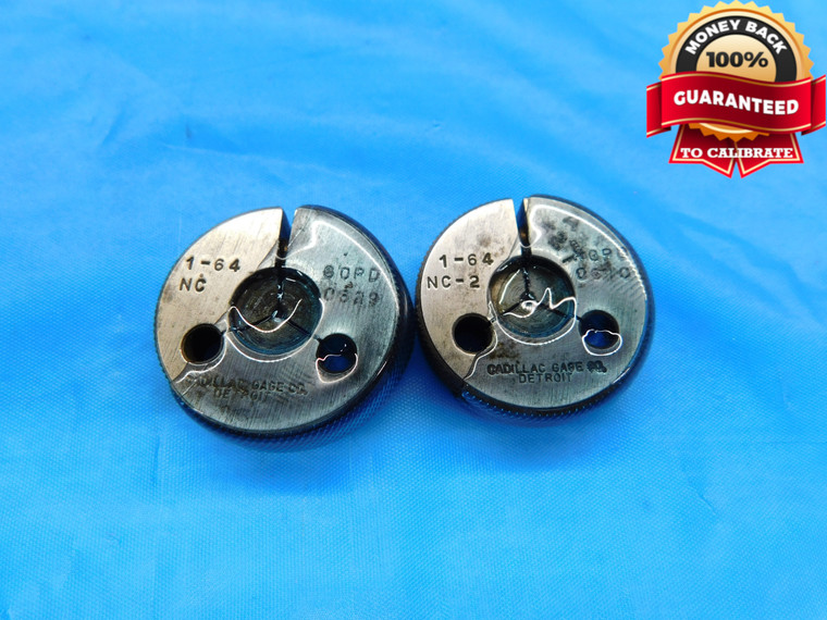 1 64 NC 2 THREAD RING GAGES #1 .073 .0730 GO NO GO P.D.'S = .0629 & .0610 UNC-2 - DS0507BU