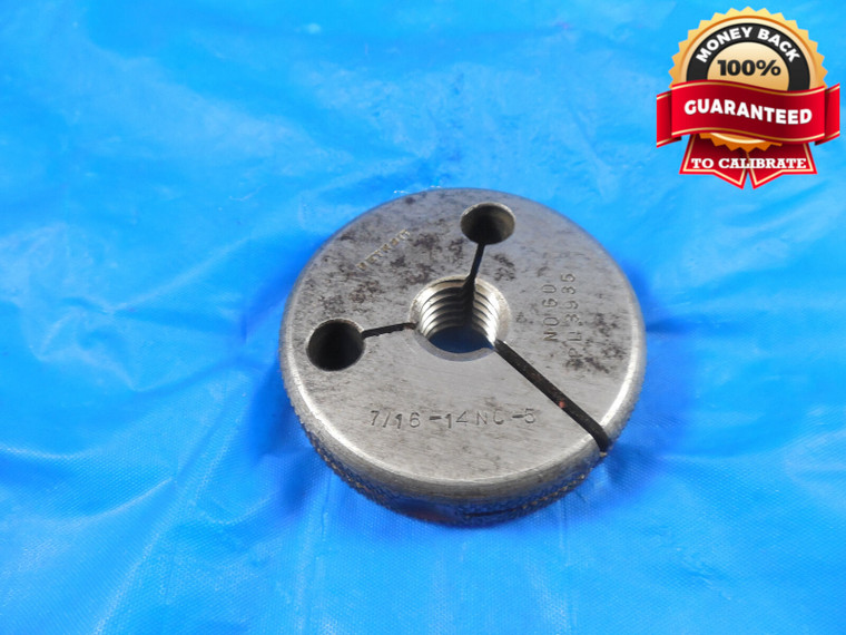 7/16 14 NC 5 THREAD RING GAGE .4375 NO GO ONLY P.D = .3935 QUALITY 7/16-14 TOOL