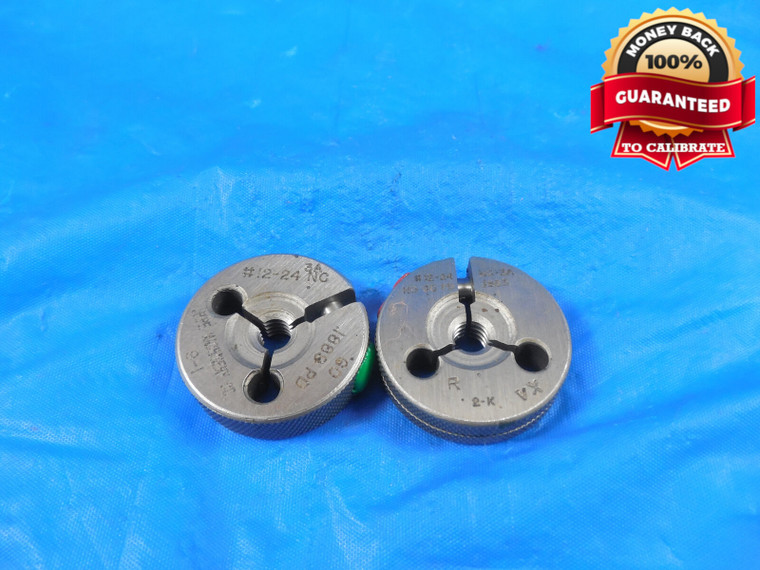 12 24 NC 3A THREAD RING GAGES #12 .216 GO NO GO P.D.'S = .1889 & .1863 #12-24