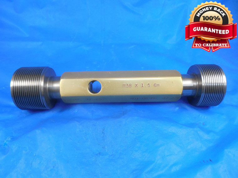 M38 X 1.5 6H LEFT HAND METRIC THREAD PLUG GAGE GO NO GO P.D.'S = 37.026 & 37.226