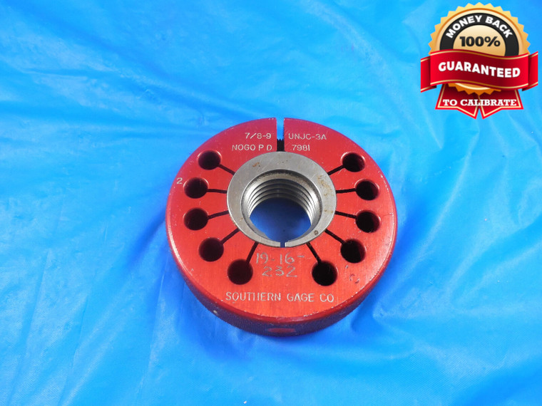 7/8 9 UNJC 3A THREAD RING GAGE .875 NO GO ONLY P.D. = .7981 QUALITY 7/8-9 TOOL