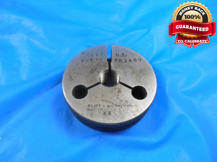 3/8 27 NS THREAD RING GAGE.375 NO GO ONLY P.D. = .3487 QUALITY 3/8-27 SHOP TOOL